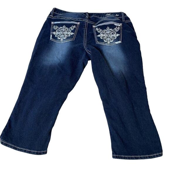 Hydrolic HYDRAULIC capri cropped denim jeans embellished pockets SZ 16 - Picture 3 of 8